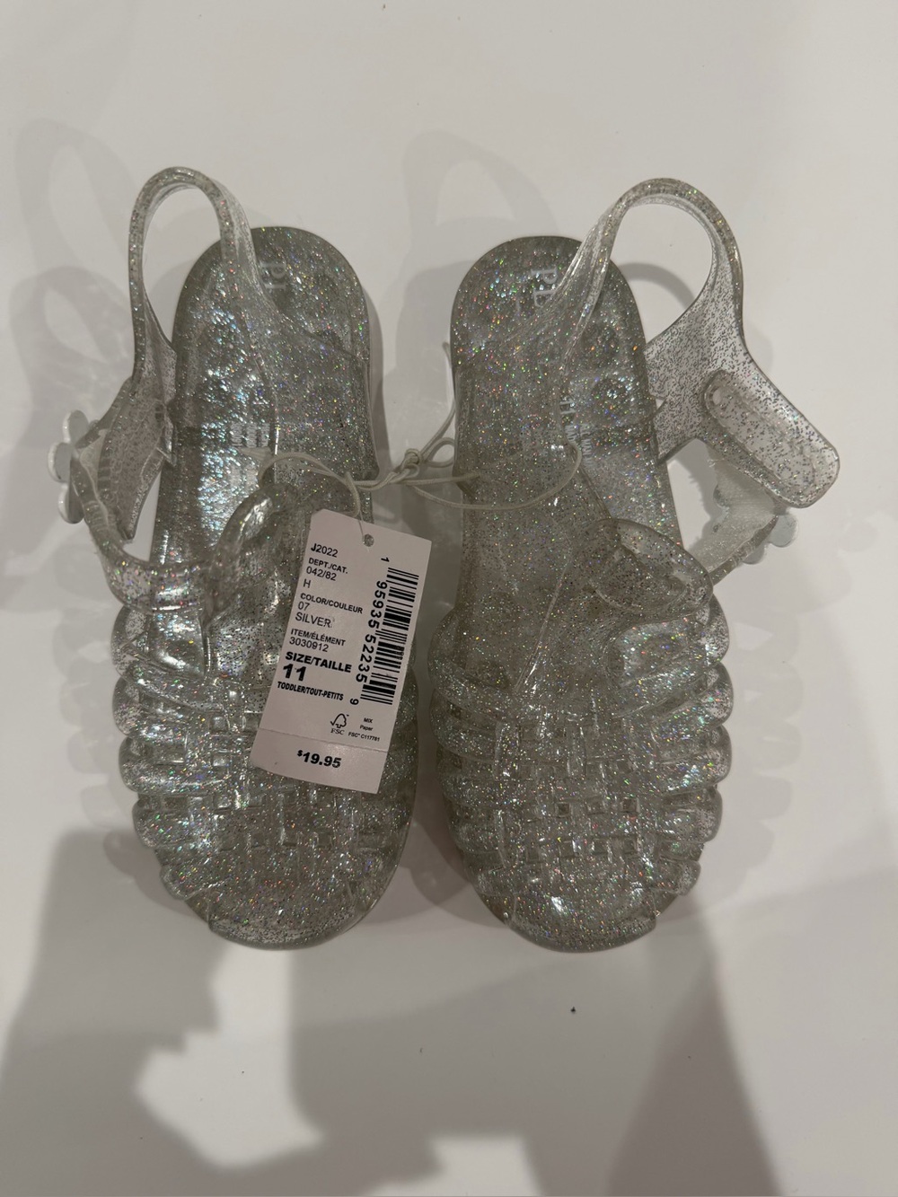 Place Silver Glitter Jelly Sandals (Kids)